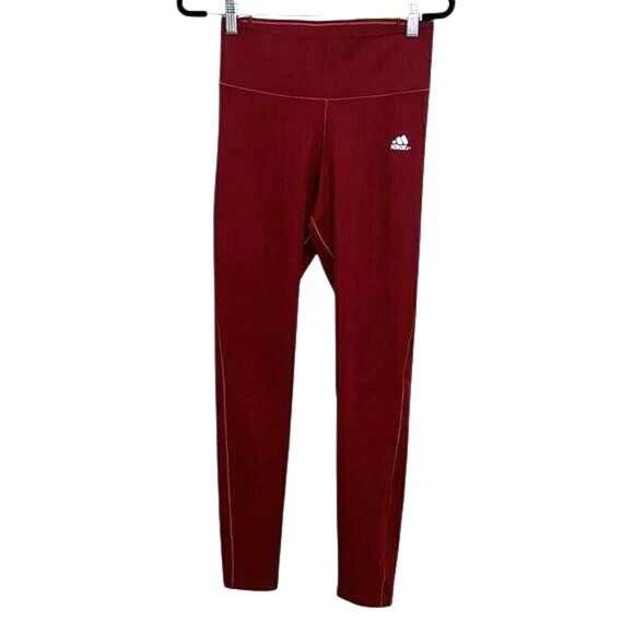 Adidas Womens High-Rise Maroon Climalite Leggings Size F - Picture 3 of 9